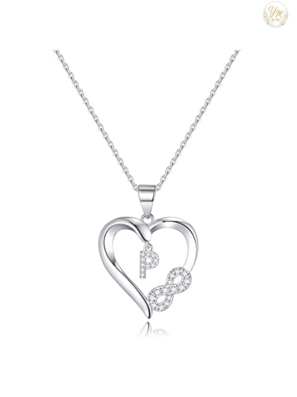 Sterling Silver Heart Initial Necklace, Pendant, Gift for Her